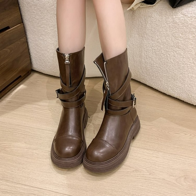 Vintage And Modern Fashion - Vintage Thick Heel Women Knight Long