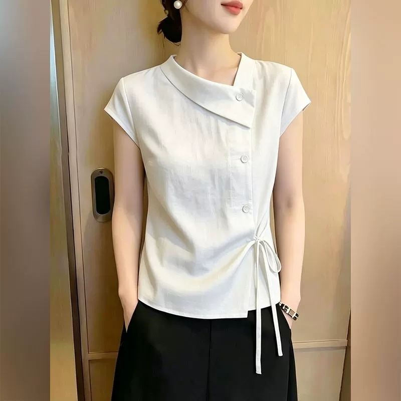 Vintage Fashion In Chinese - Chinese Style Women's Blouses Solid Color