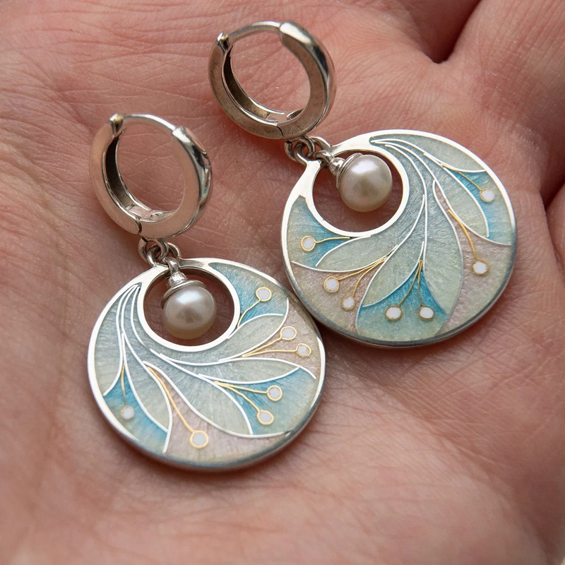 Vintage Fashion Illustration - Fashion Enamel Colorful Painting Flower Earrings