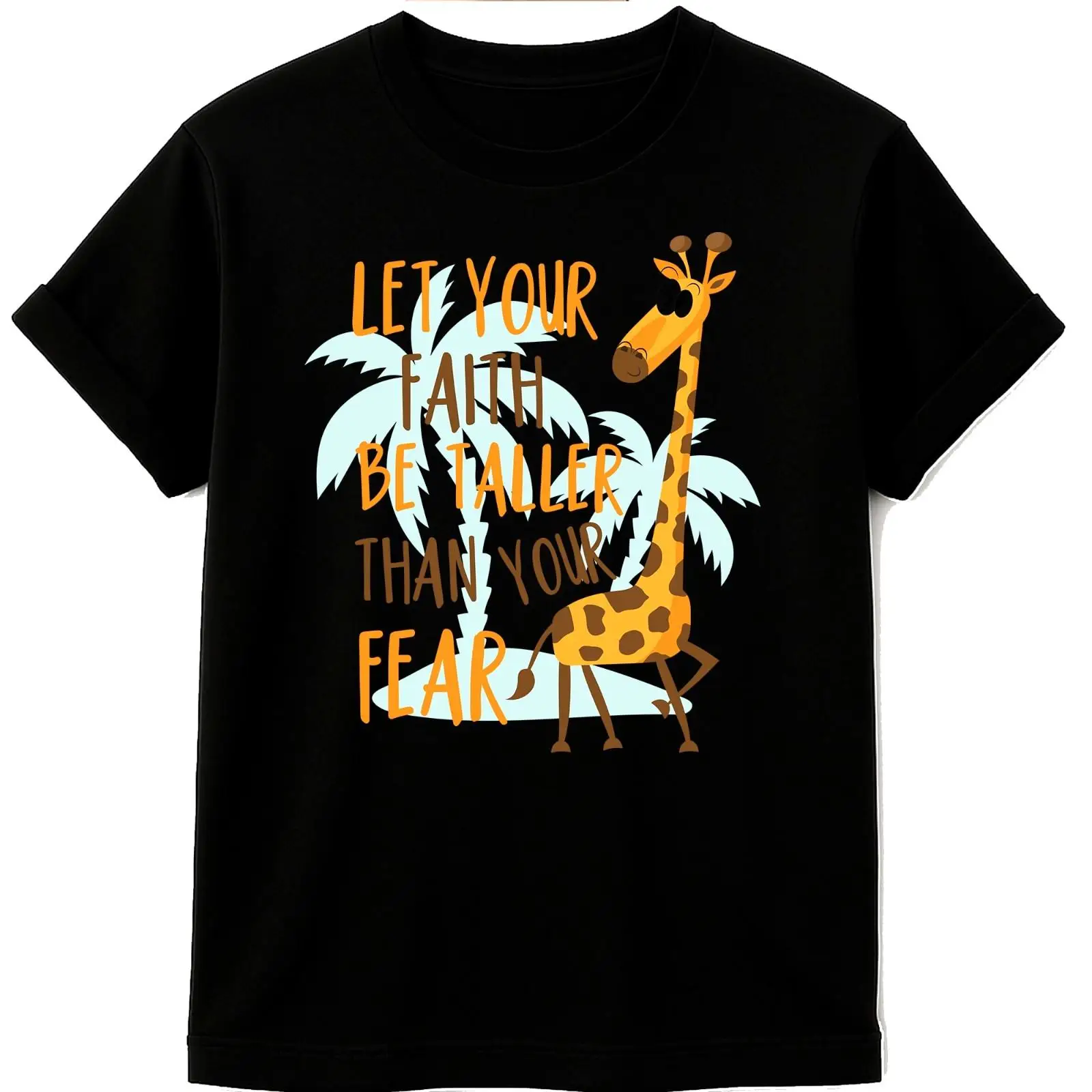 Vintage Fashion Quotes Short - Faith Be Taller Than Fear Giraffe