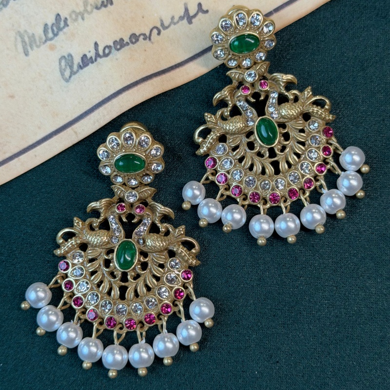 Vintage Emerald Pearl Tassel E - Vintage Fashion Jewelry Brands review and price
