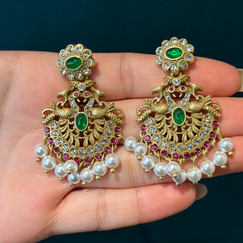 Vintage Emerald Pearl Tassel E - Vintage Fashion Jewelry Brands review and price