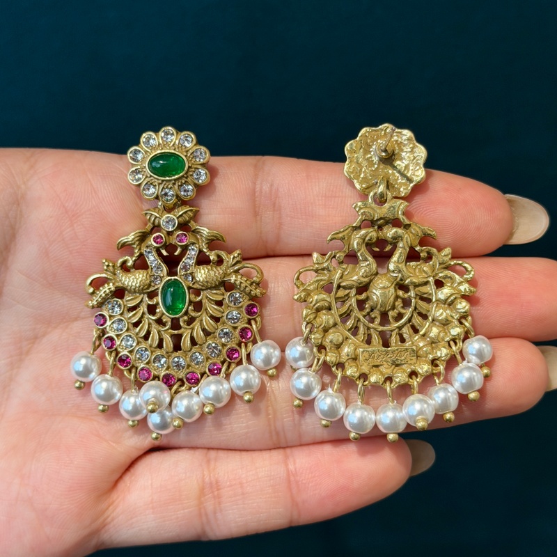 Vintage Emerald Pearl Tassel E - Vintage Fashion Jewelry Brands review and price