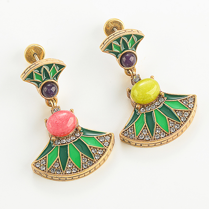Vintage Green Sector Enamel Dr - Vintage Fashion Jewelry Brands review and price
