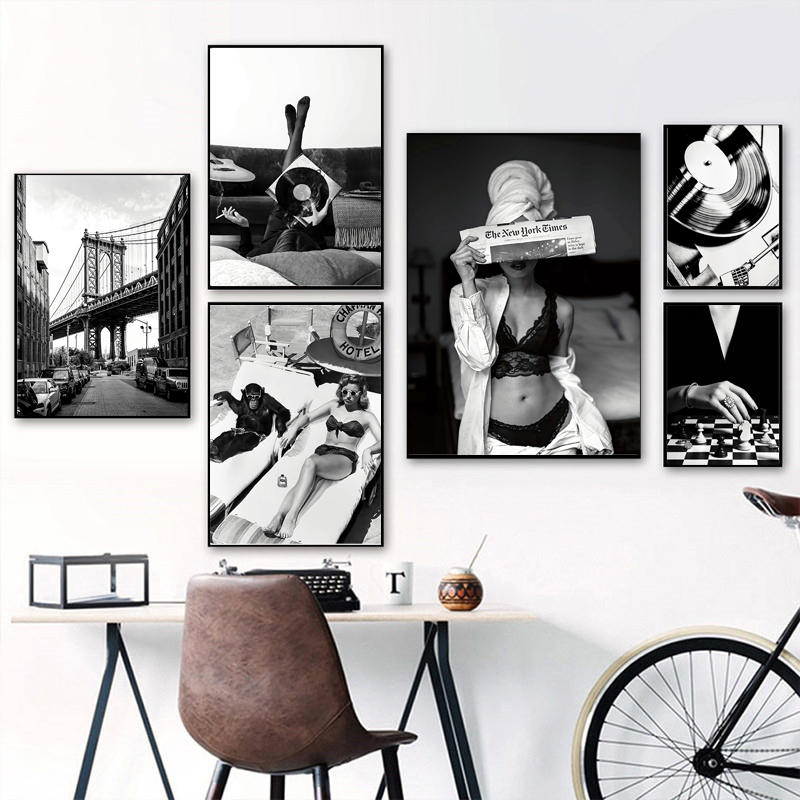 Black and White Vintage Wall A - Vintage Fashion Illustration review and price