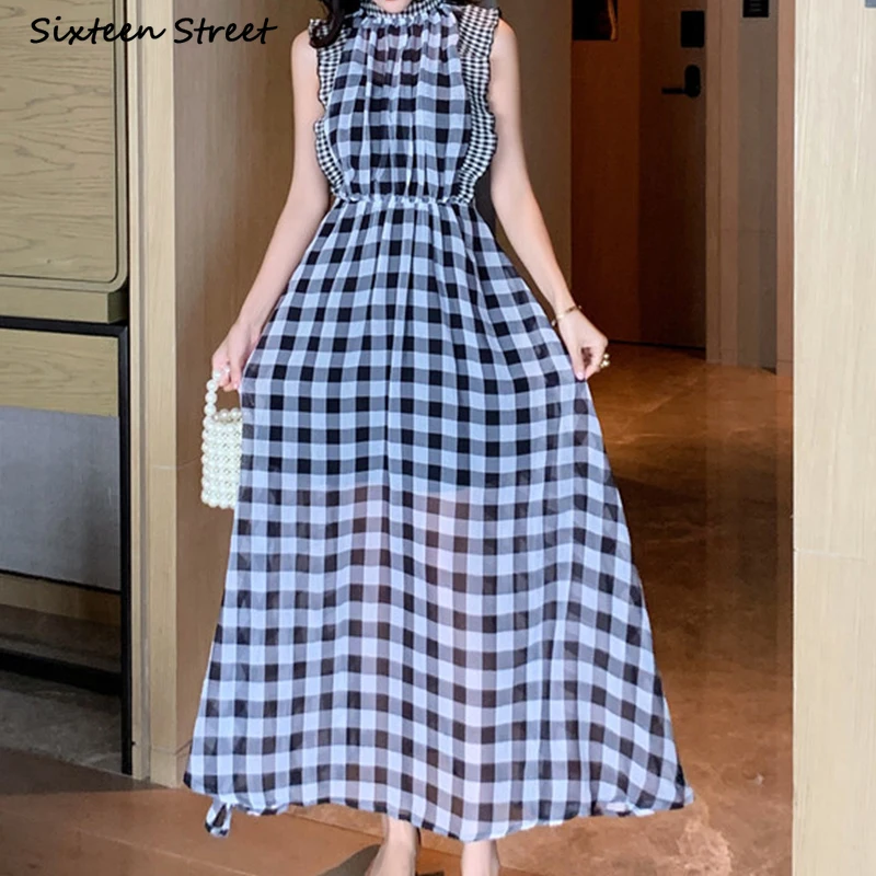Plaid Sleeveless Dress for Wom - Vintage Fashion Runway review and price