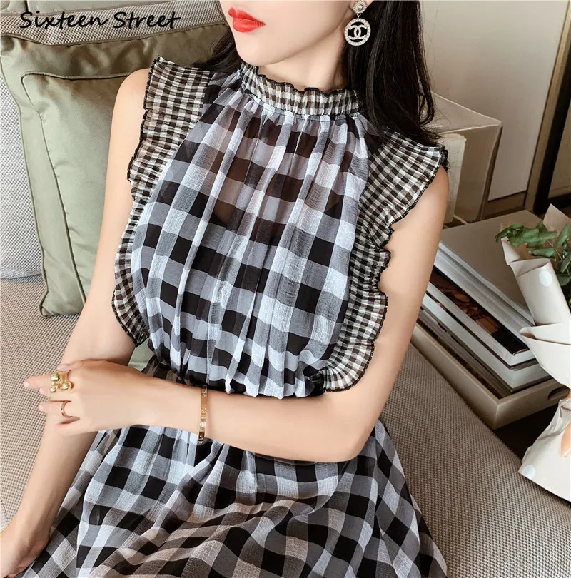 Plaid Sleeveless Dress for Wom - Vintage Fashion Runway review and price
