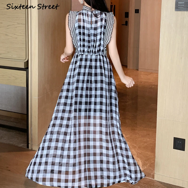 Plaid Sleeveless Dress for Wom - Vintage Fashion Runway review and price
