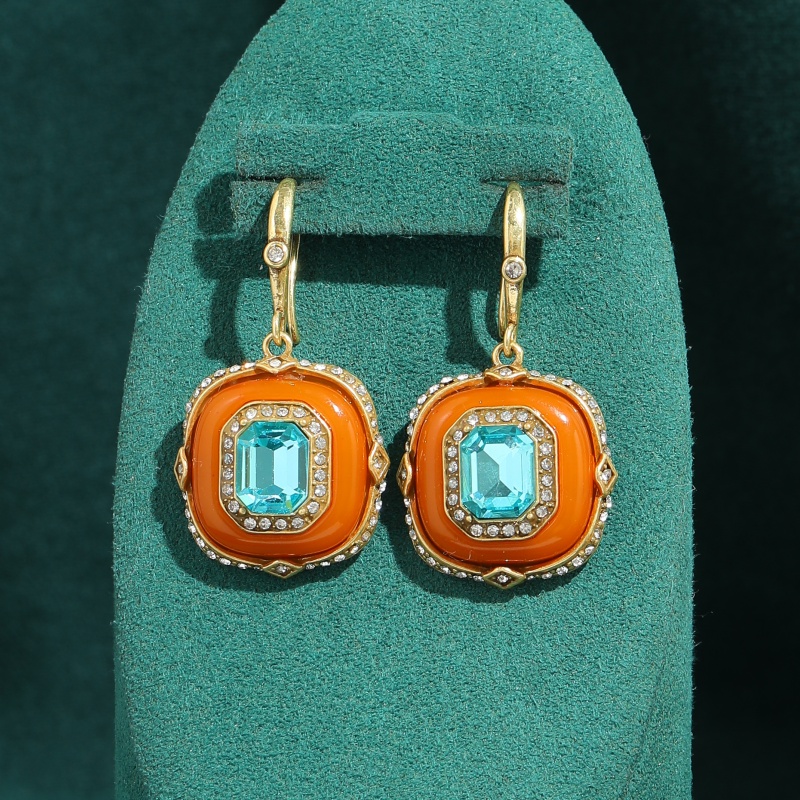 Vintage Blue Crystal Orange Gl - Vintage Fashion Jewelry Brands review and price
