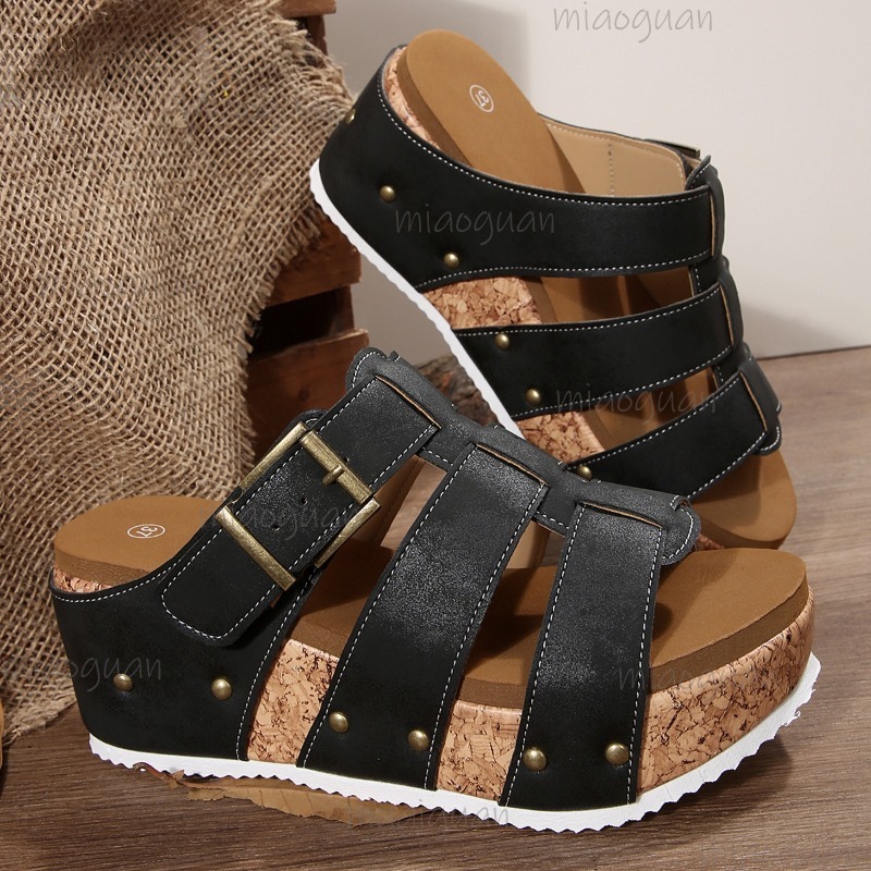 Vintage Buckle Strap Wedge Sli - Vintage And Modern Fashion review and price