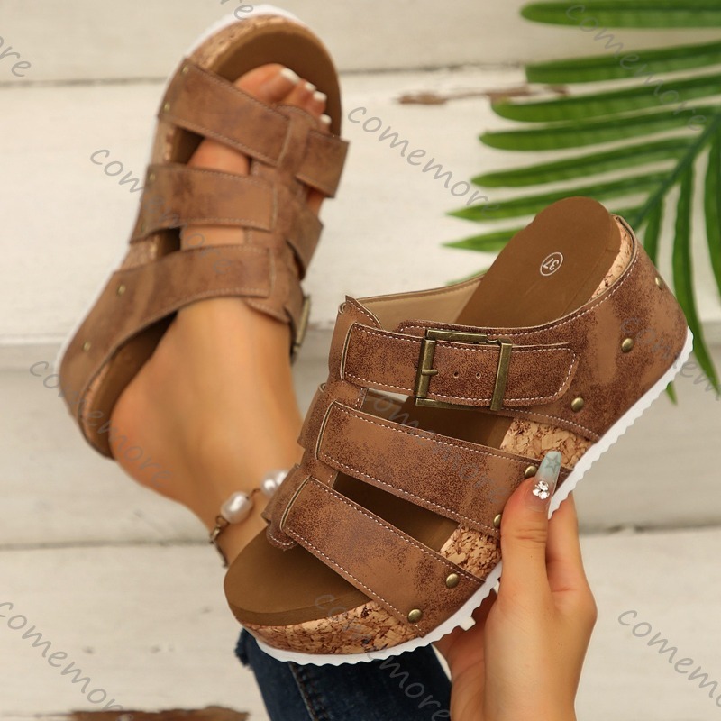Vintage Buckle Strap Wedge Sli - Vintage And Modern Fashion review and price