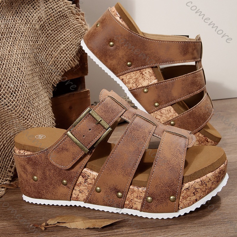 Vintage Buckle Strap Wedge Sli - Vintage And Modern Fashion review and price
