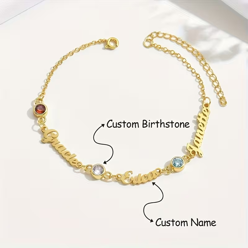 Custom Name Birthstone Bracele - Vintage Fashion Meaning review and price